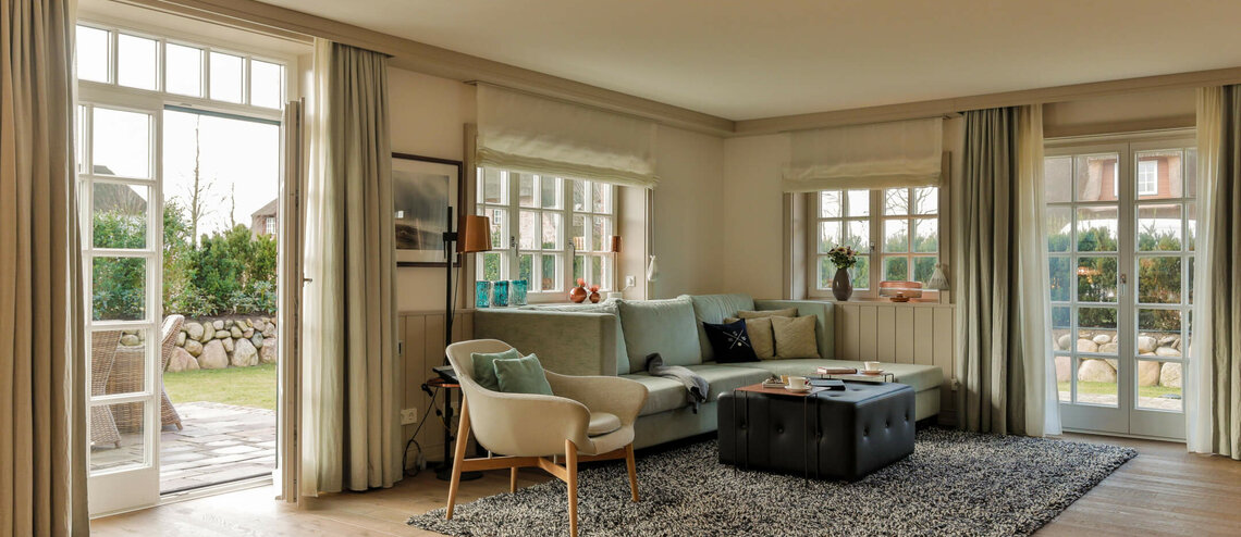 Wohnbereich in der Appatement Villa vom Severins Resort and Spa Sylt