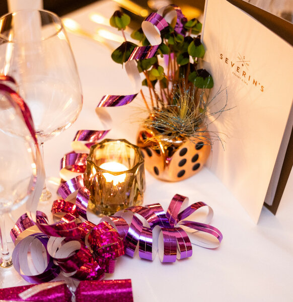 Silvester Tischdeko im Severin*s Resort and Spa Sylt