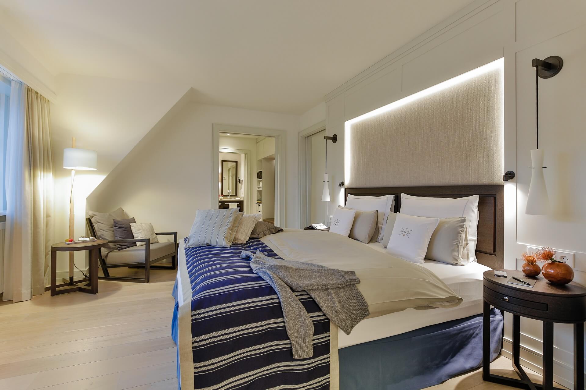 Senior Suite Schlafzimmer Severin*s Resort & Spa Luxus Hotel Sylt