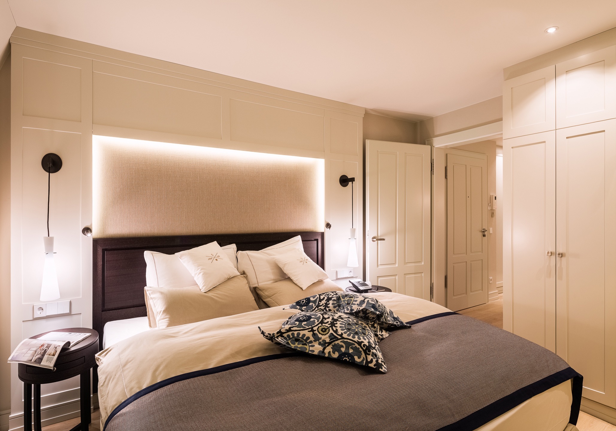 Modernes und gemütliches Schlafzimmer im Studio des Hotel Severin*s auf Sylt