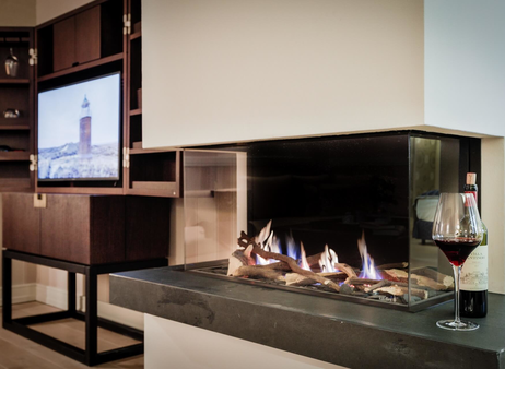 Severin*s Suite living area fire place 5 star hotel Sylt