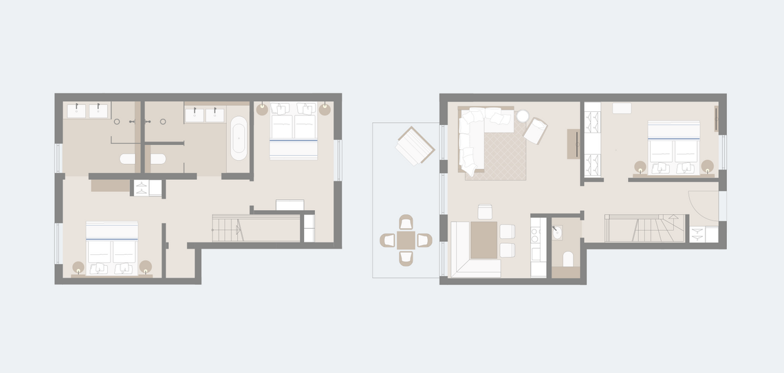 Grundriss der Ferienwohnung Gartensuite im Hotel Severin*s Resort und Spa auf Sylt