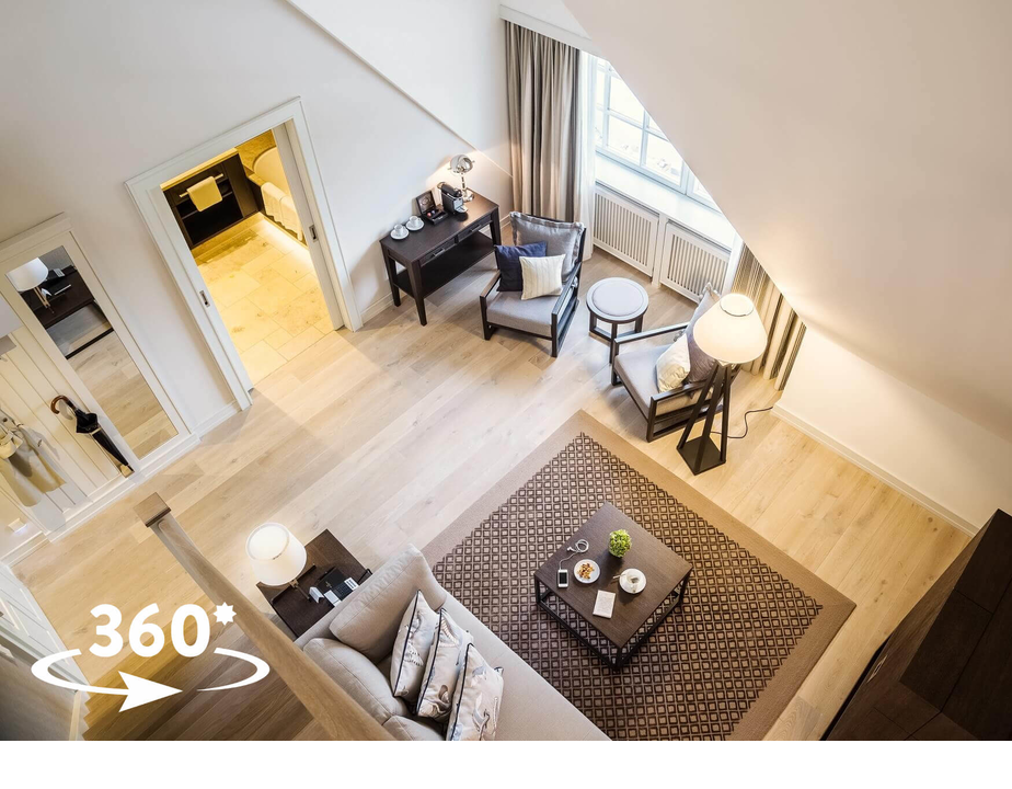 Maisonette Junior Suite 360 Grad Vogelperspektive Wohnbereich hotel Sylt