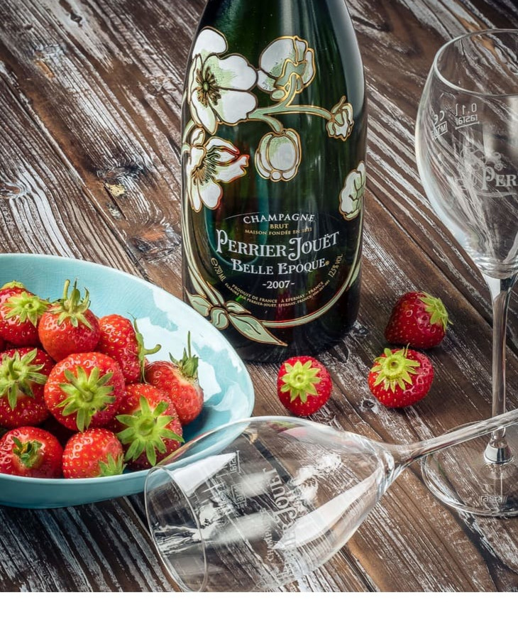 Champagne Perrier Jouet in the wine cellar at Severin * s Resort & Spa Sylt Champagne Perrier Jouet in the wine cellar at Severin * s Resort & Spa Sylt