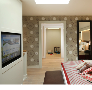 Schlafbereich in der Maisonette Family Senior Suite im Severin*s Resort & Spa auf Sylt