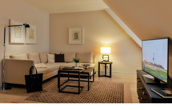 Cozy and modern living area in Severins Studio