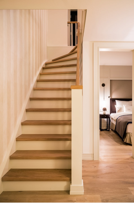 Stairs in the Garden Suite Plus of the hotel of Severin*s Resort and Spa on Sylt