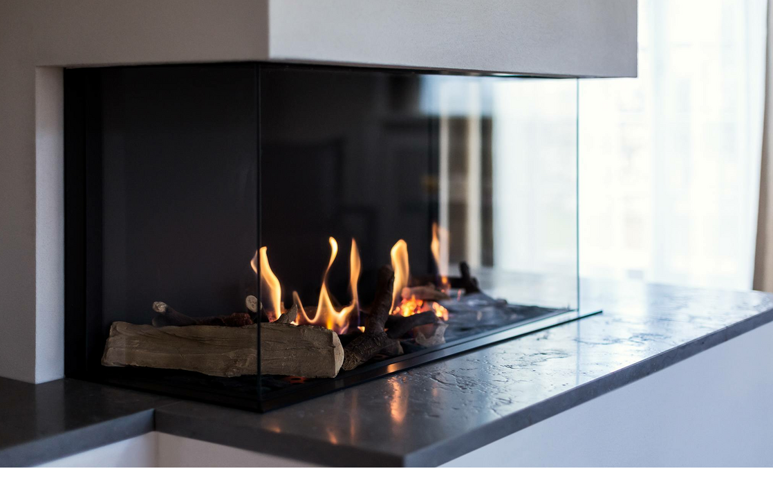 Fireplace in living room in a part of House Severin*s on Sylt
