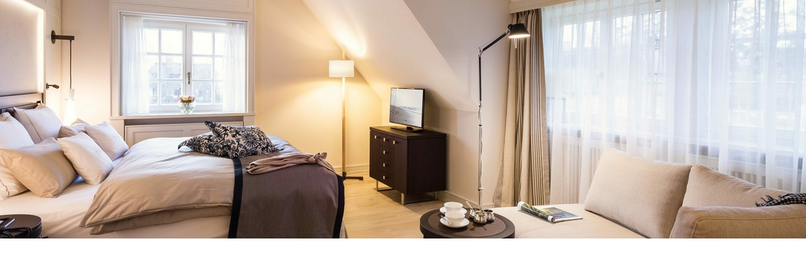 Schlafzimmer des Hausteil im Hotel Severin*s Resort und Spa auf Sylt