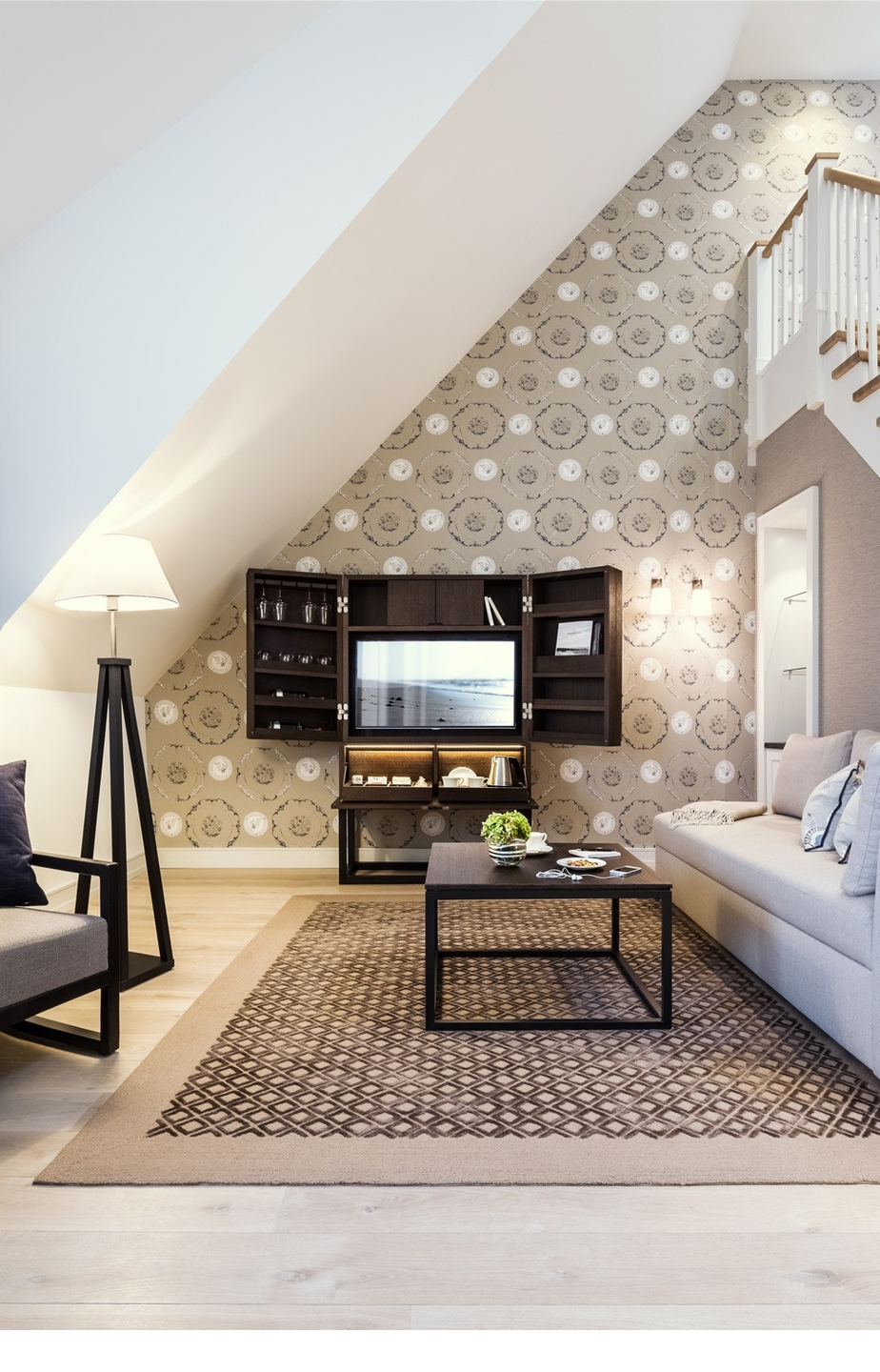 Wohnbereich der Family Junior Maisonette Suite im Hotel Severin*s auf Sylt