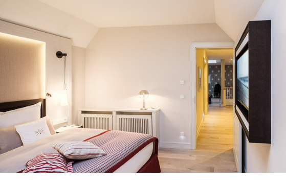 Bedroom in the Maisonette Family Master Suite in the hotel Severin*s Resort and Spa on Sylt