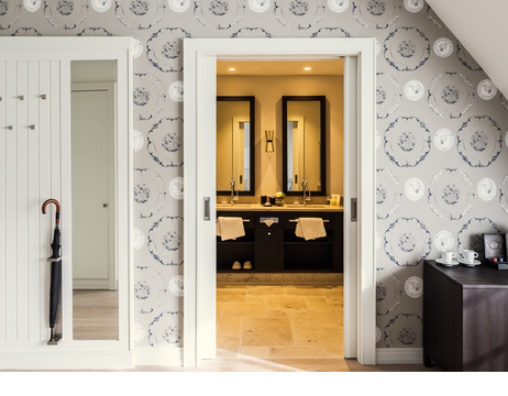 View of entrance to the bathroom in Maisonette Junior Suite in the Hotel Severin*s on Sylt